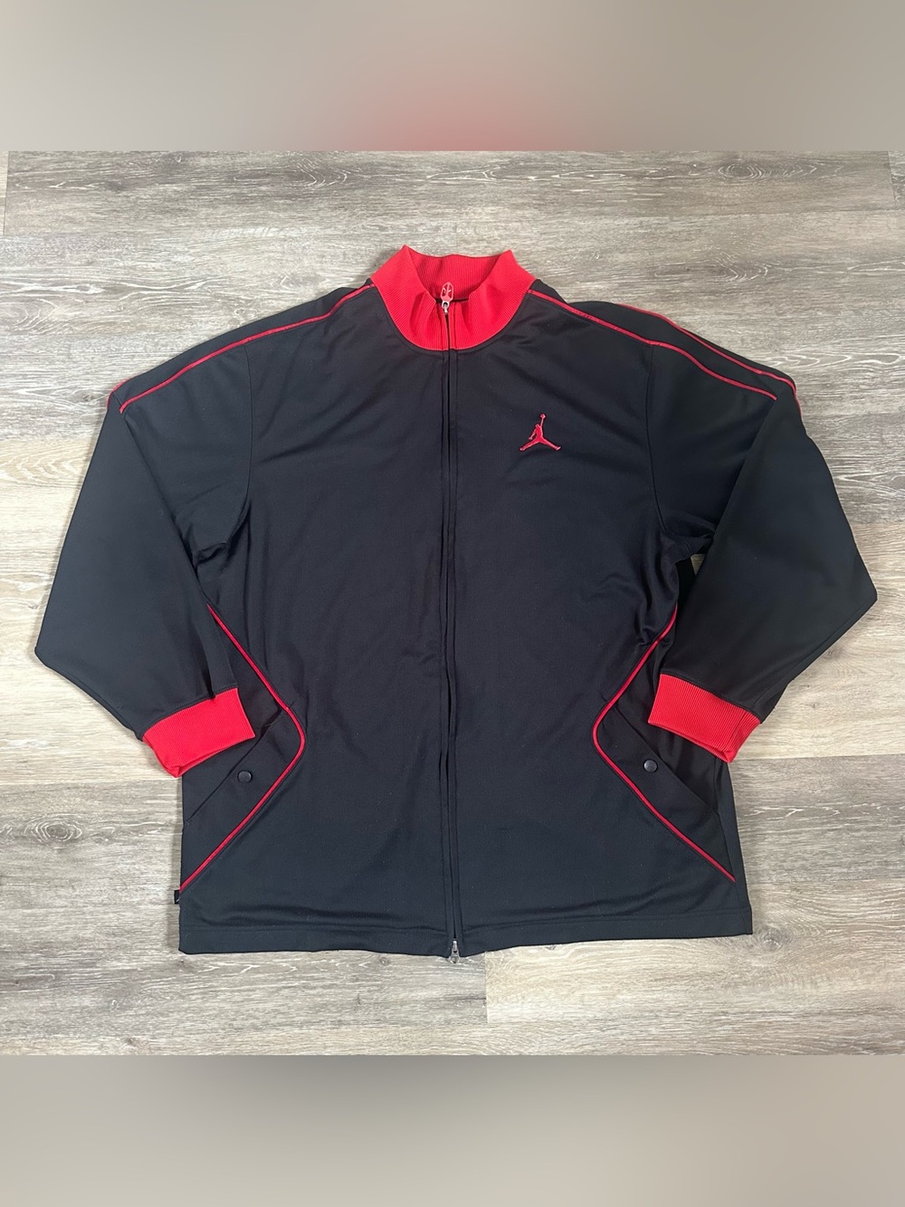 Nike Air Jordan Jumpman Men's XXL Track Jacket Black Red Pipping Full Zip Active